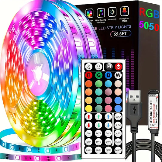 10m 20m Led Strip Lights with 44 Key Remote Control 5050 RGB Tape Led Wall Room for Home Bedroom Party Decor TV Backlight