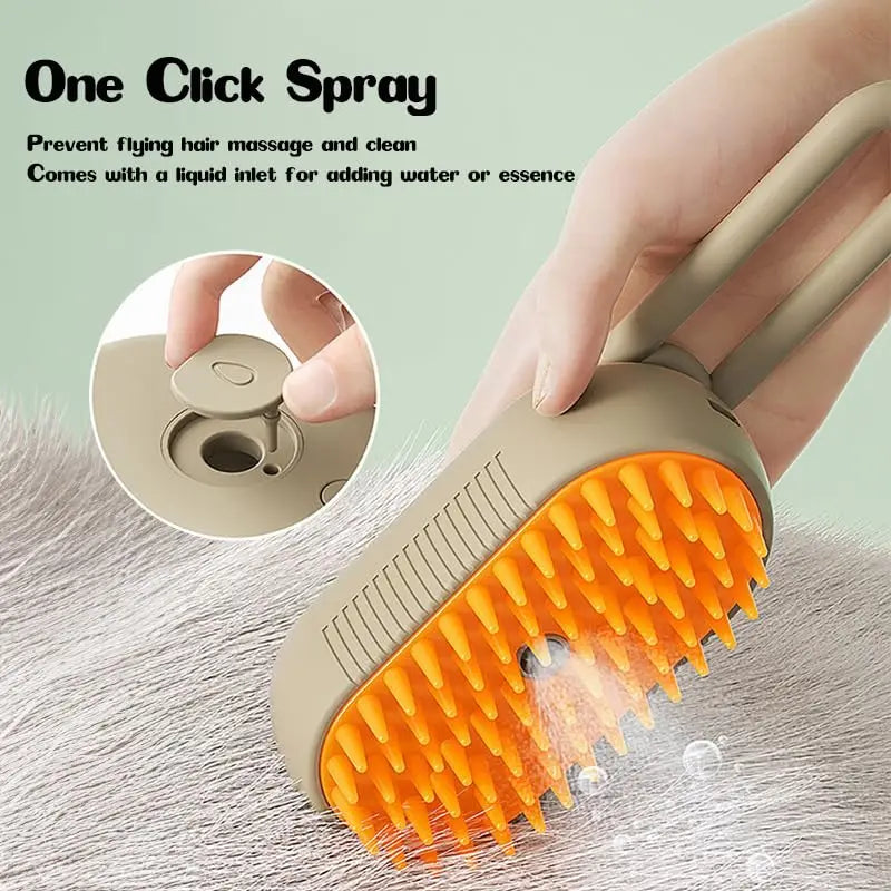 Steamy Dog Brush Electric Spray Cat Hair Brush 3 in1 Dog Steamer Brush for Massage Pet Grooming Removing Tangled and Loose Hair